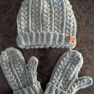 Cozy Blue Knit Hat and Mittens Set for Kids